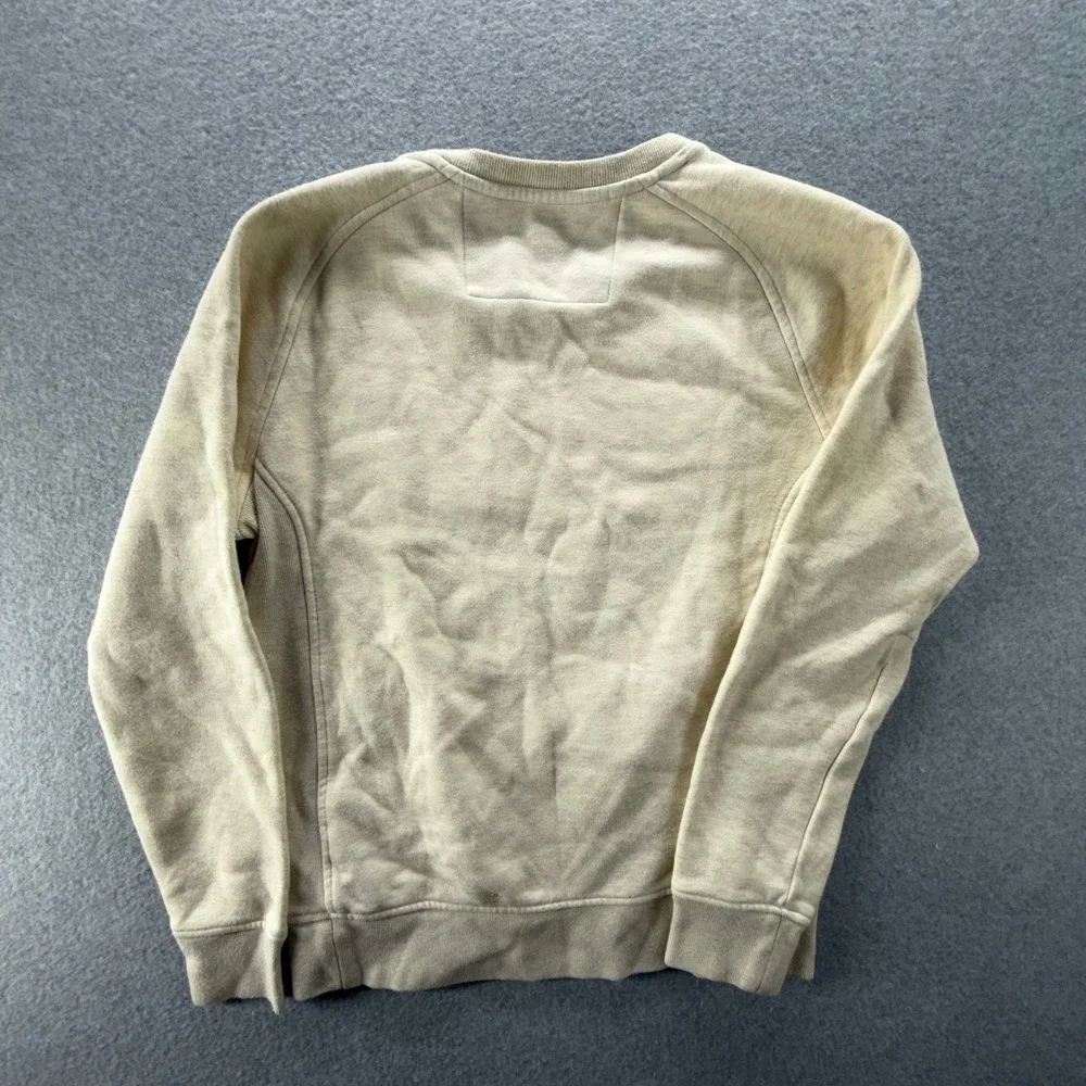 Banana Republic Mens Small Cream Raglan Crewneck Sweatshirt Ribbed Side Panels